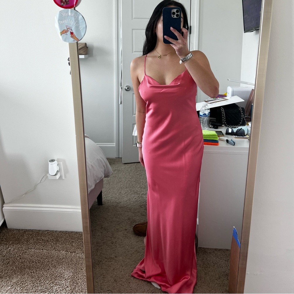 Hemline Pink Maxi Slip Dress